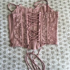 Victoria's Secret Dusty Pink Lace-Up Corset Top